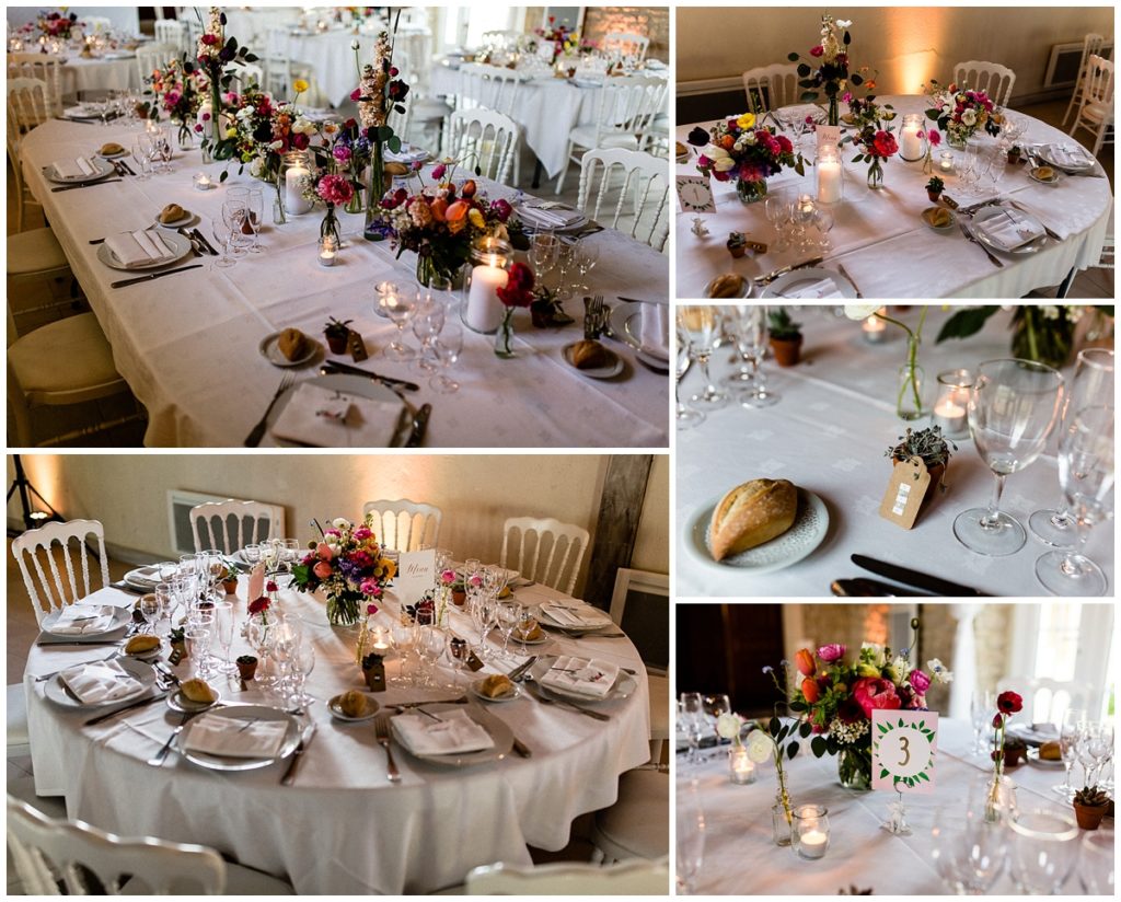 découvrez la décoration de table d'un mariage champêtre au colombier du manoir