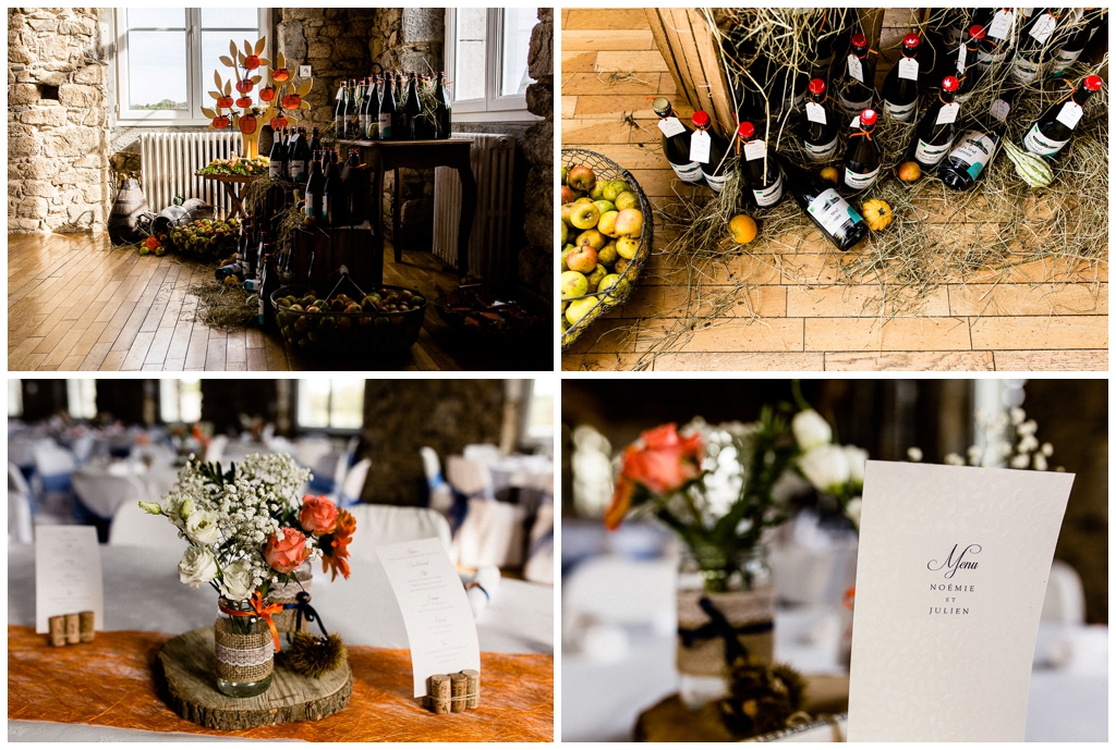 décoration d'un mariage d'automne au domaine de la guérie en Normandie