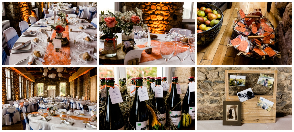 décoration tables et salle mariage d'automne domaine de la guérie, audrey guyon photographe mariage en normandie