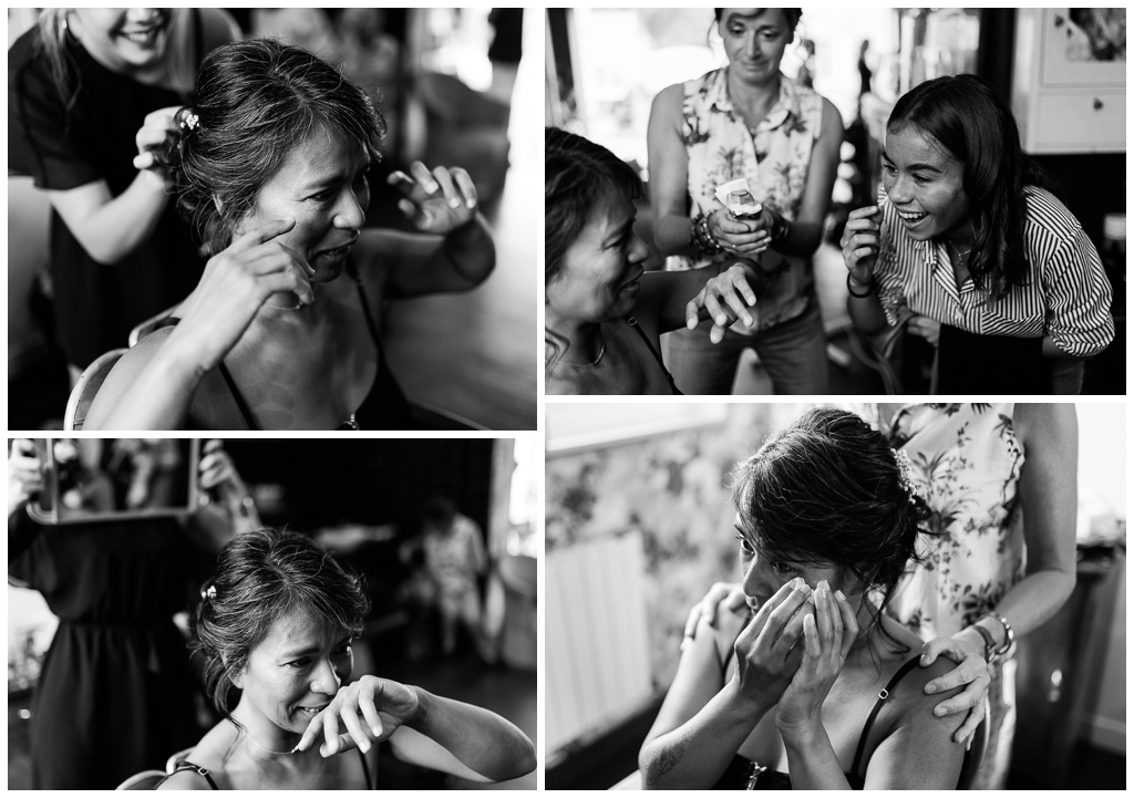 émotions de la mariée lors de ses préparatifs au salon joakim coiffeur barbier près de caen - audrey guyon photographe - photographe mariage calvados - mariage domaine albizia